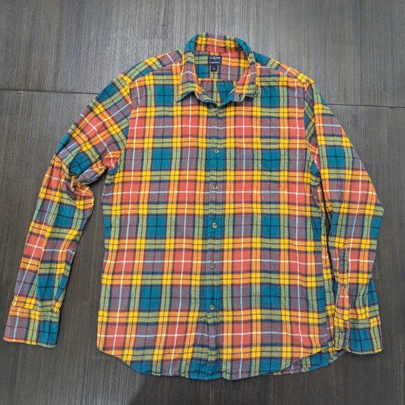 J. Crew Other - J. Crew | Men's Flannel Shirt with Green/Yellow/Orange Plaid Pattern